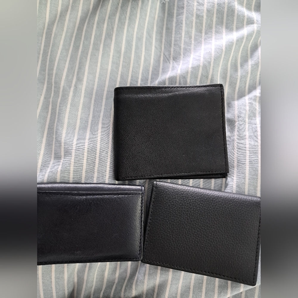 Classic Black Leather Wallet Bundle.  Real Lether